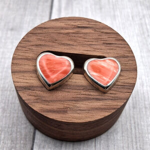 Sterling Silver Spiny Oyster Stud Earrings Heart Shape Southwestern Style